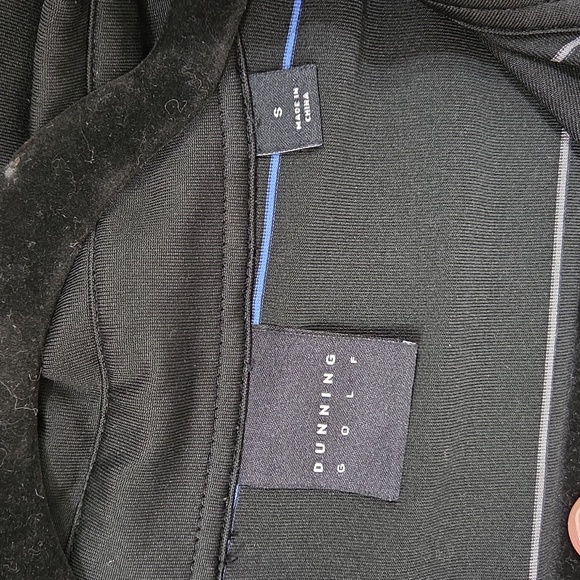 DUNNING GOLF MENS SHORT SLEEVE POLO BLACK WITH BLUE & GRAY STRIPES SMALL - Picture 2 of 6